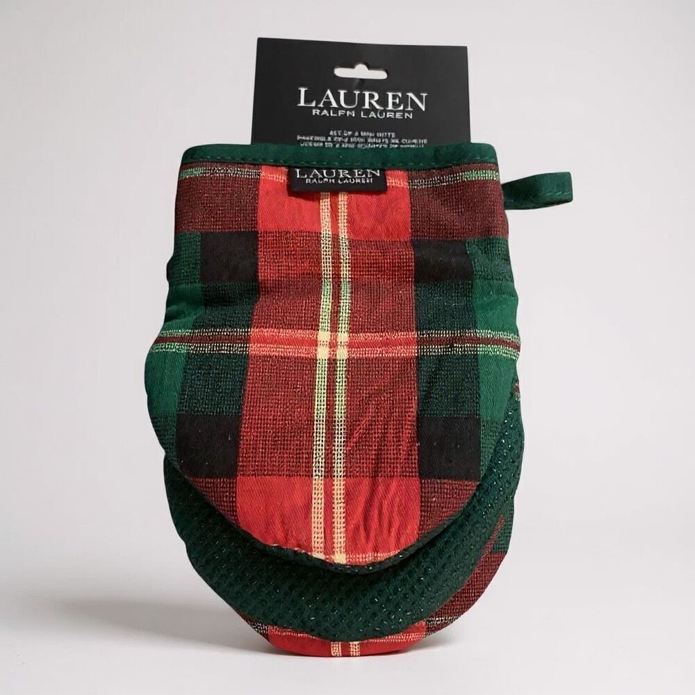 Lauren Ralph Lauren Holiday Tartan Mini Oven Mitts – Set of 2 – New With Tags